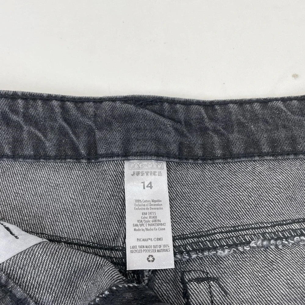 Pacman Justice Girls Denim Mini Mom Short Size 14‎ Black